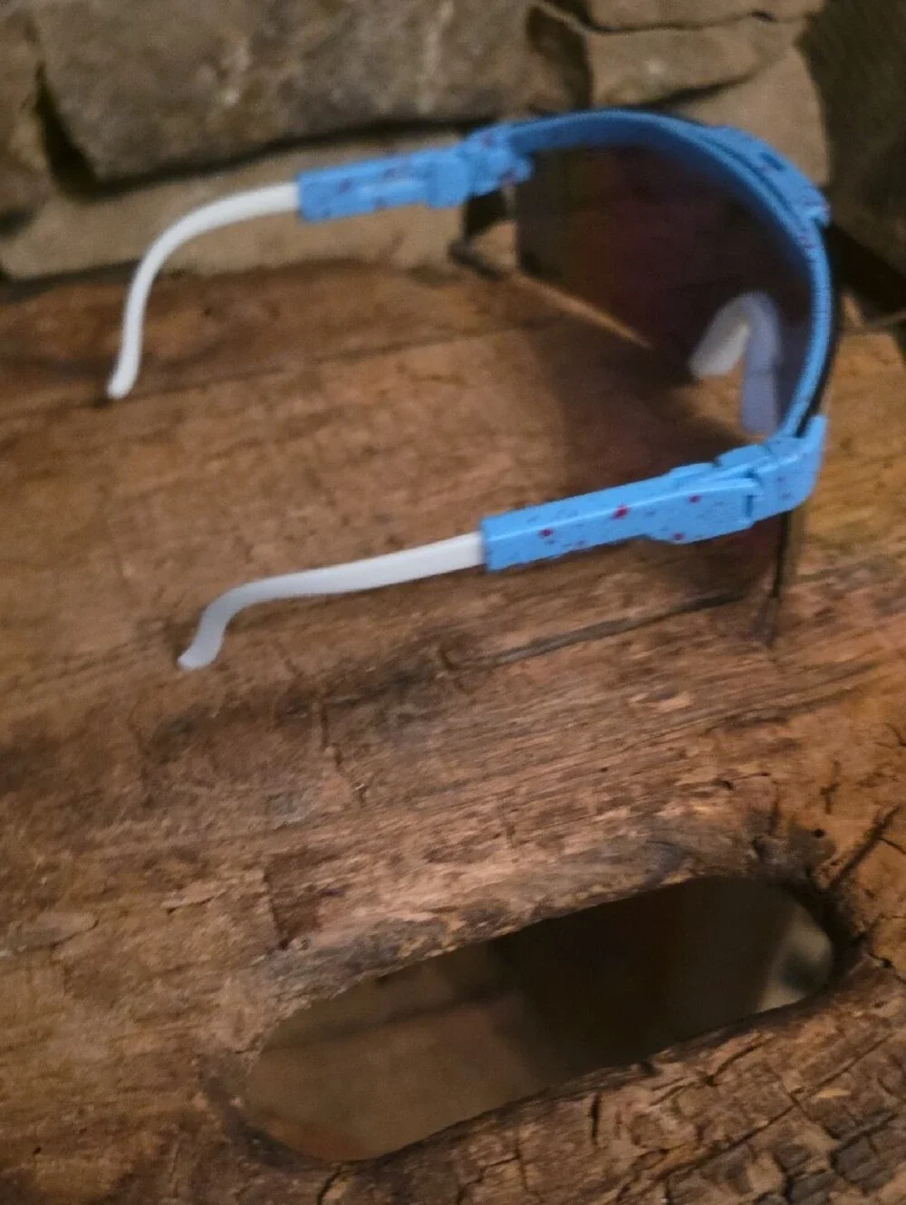 Pit Viper Blue Frame Sunglasses with Rainbow Mirrored Lens